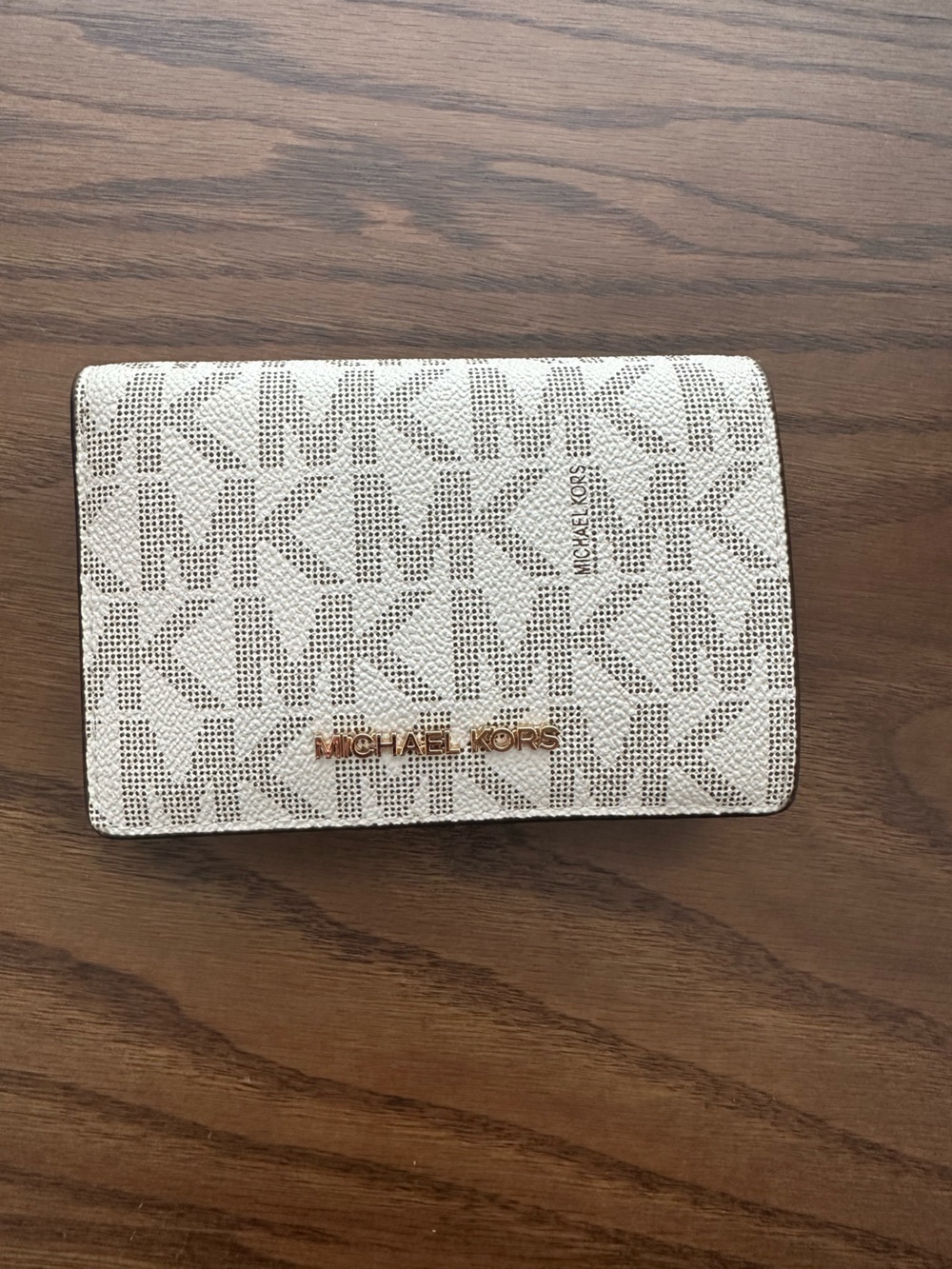 Michael Kors White and Gold Monogram Passport Cover